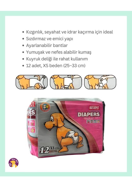 Ultra Emici Köpek Külot Çiş Pedi XS Beden 12'li fiyatları