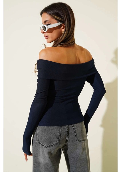 Sptrns Madonna Yaka Düğmeli Bluz Lacivert T4329 (Beden: Xl) fiyatları