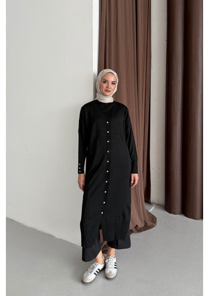 Kol Manşeti Düğmeli Uzun Hırka modelleri