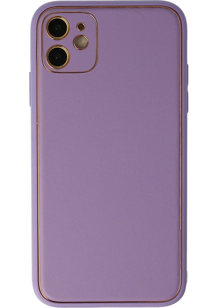 Iphone 12 Kılıf Coco Deri Silikon Kapak - Lila