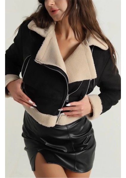 Sptrns Içi Kürklü Dışı Süet Kısa Kaban Siyah T1186 (Beden: L) modelleri