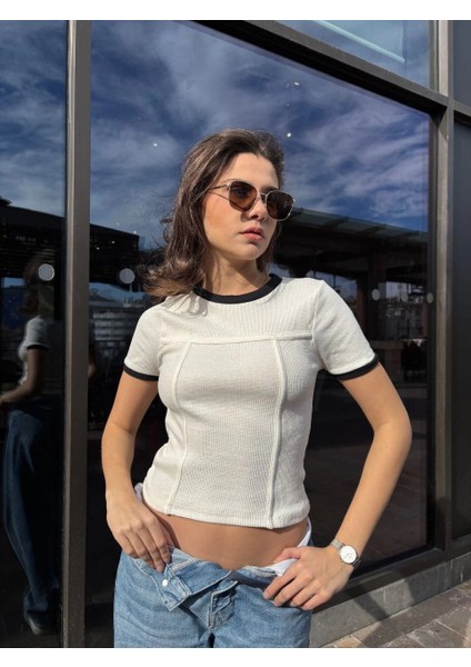 Yzlal Biyeli Bluz Beyaz (Beden: M)