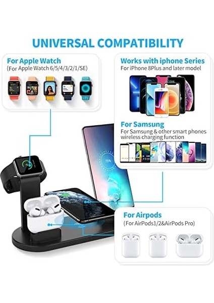 4'ü 1 Arada Kablosuz Şarj Yuvası, Mikro/tip C Telefonlar Için 360 Derece Dönen Şarj Yuvası, Iwatch Serisi,,, Galaxy Için Qi Hızlı Şarj Yuvası fiyatları
