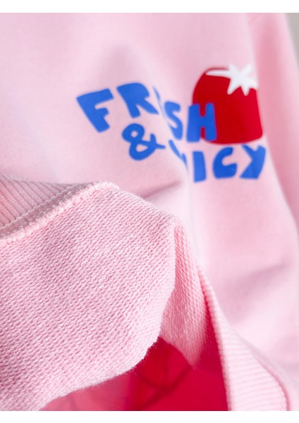 Kız Çocuk Pamuklu Pembe Baskılı Sweat & Kırmızı Eşofman Altı Takımı – Şerit Detaylı modelleri