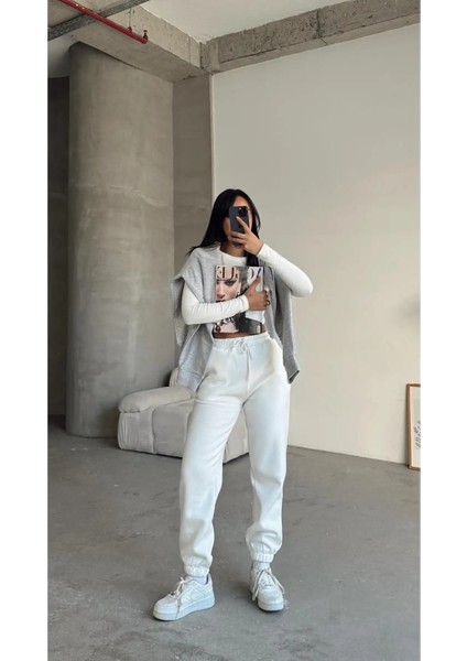 Sptrns 3 Iplik Şardonlu Paça Lastikli Eşofman Beyaz İS001 (Beden: Xl) fiyatları