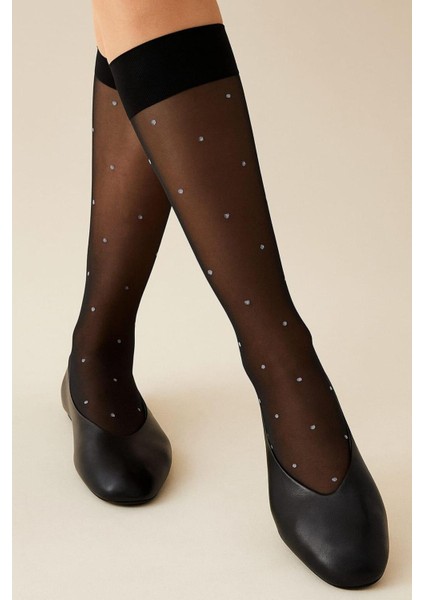 Dotty Noktalı Siyah Rengi Kadın Dizaltı Pantolon Çorabı fiyatları