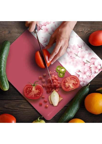 Cam Kesme Tahtası ve Sunumluk Kare Vintage Pink Flowers 30X30 cm fırsatları