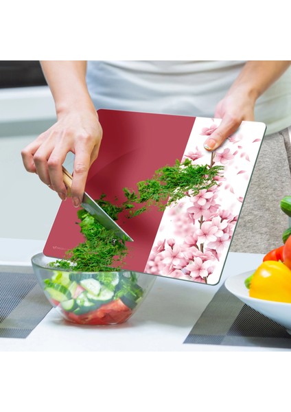 Cam Kesme Tahtası ve Sunumluk Kare Vintage Pink Flowers 30X30 cm indirimleri