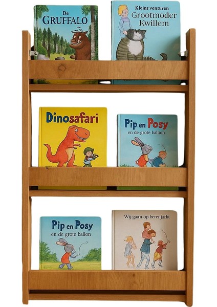 Çocuk Odası Duvar Kitaplığı, 3 Katlı, Ceviz Renkli, Mdf, Dekoratif Duvara Monte Kitaplık fiyatları