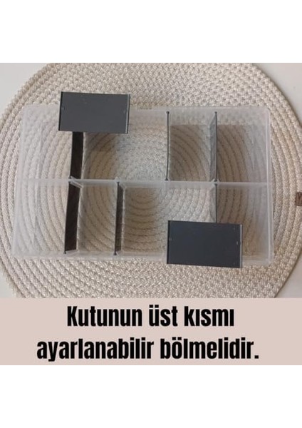 Ayarlanabilir Plastik Bölmeli Çok Amaçlı Taşınabilir Şeffaf Organizer Kutusu Makyaj Hobi Saklama Kutusu Ofis Masa Için Araç-Gereç Kabı (Şeffaf, Orta)