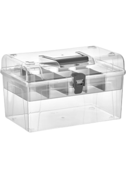 Ayarlanabilir Plastik Bölmeli Çok Amaçlı Taşınabilir Şeffaf Organizer Kutusu Makyaj Hobi Saklama Kutusu Ofis Masa Için Araç-Gereç Kabı (Şeffaf, Orta) modelleri