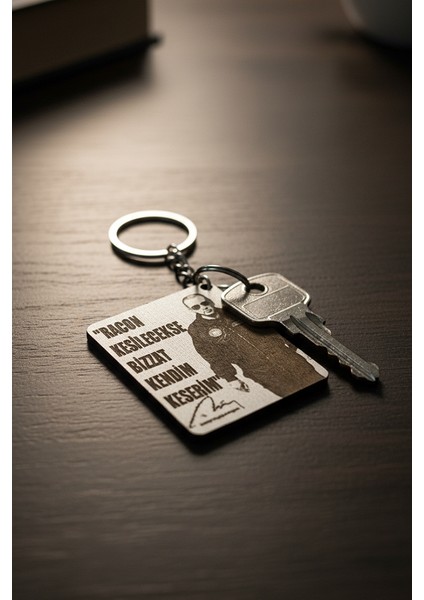 Recep Tayyip Erdoğan "racon Kesilecekse Bizzat Kendim Keserim" Sloganlı Lazer Kazıma Ahşap Anahtarlık - 4X5CM fiyatları