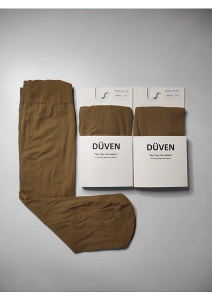 Mat Dokulu 40 Den Orta Kalın Mus Bronz Dizaltı Pantolon 2'li Çorap