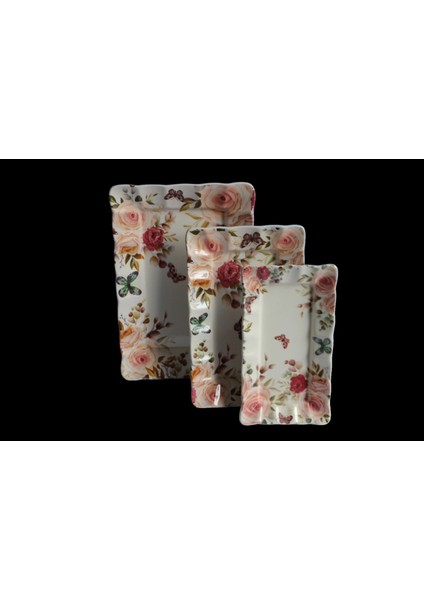 Heyf Dijital Baskılı 3'lü Dikdörtgen Kayık Tabak fiyatları