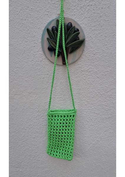 El Yapımı Yeşil Örgü Telefon Çantası, Handmade Tasarım Çanta-El Örgüsü Kadın Mini Çanta 18*10 indirimleri