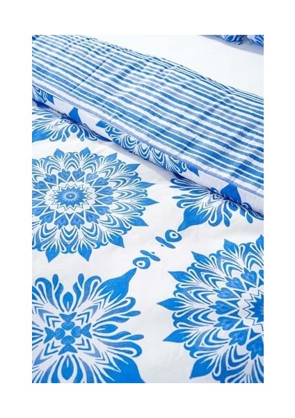 Alaçatı Mavi Çift Kişilik Pamuklu Nevresim Takımı fiyatları