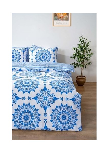 Alaçatı Mavi Çift Kişilik Pamuklu Nevresim Takımı modelleri