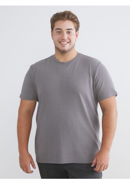 Yeni Sezon Büyük Beden Bisiklet Yaka Penye Erkek Tişört