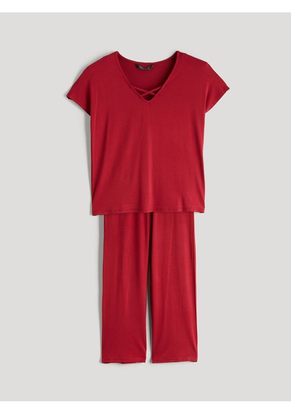 Yeni Sezon V Yaka Kadın Pijama Takımı indirimleri