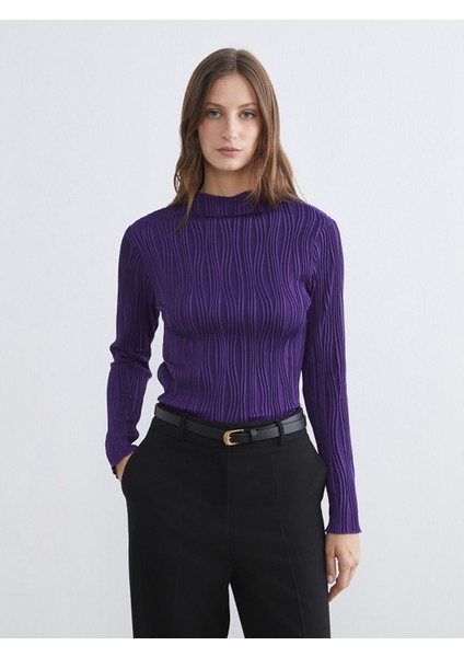 Yeni Sezon Dik Yaka Dokulu Kadın Body