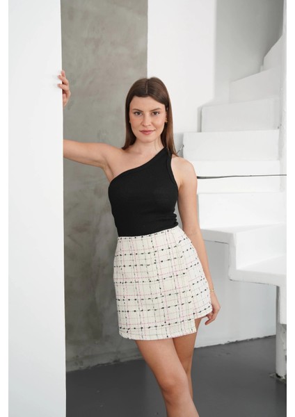 Yzlal Iki Düğmeli Şort Etek Beyaz H26414 (Beden: S)