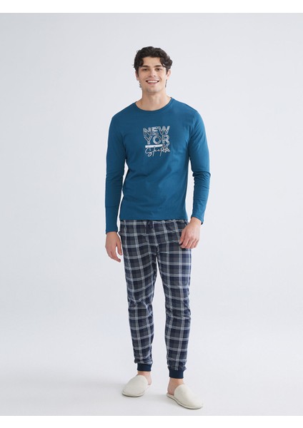 Yeni Sezon Standart Kalıp Ekose Erkek Pijama Alt