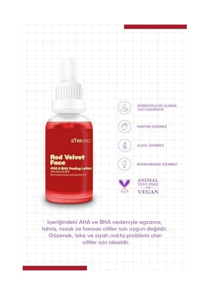 She Vec Red Velvet Face Derin Eksfoliasyon Sağlayan Anti Aging Etkili Peeling Losyon