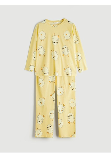 Yeni Sezon Büyük Beden Civciv Baskılı Kadın Pijama Takımı modelleri