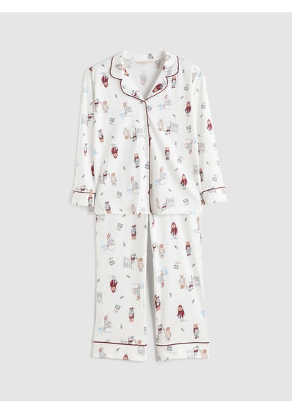 Yeni Sezon Gömlek Yaka Yılbaşı Temalı Kadın Pijama Takımı indirimleri