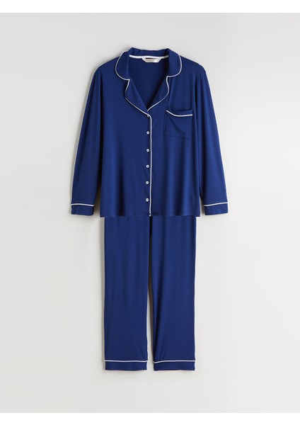 Yeni Sezon Büyük Beden Gömlek Yaka Kadın Pijama Takımı indirimleri