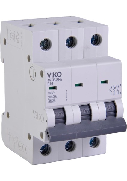 4VTB-3B16 Otomatik Sigorta 4,5ka B Tipi 3 Kutup 16A