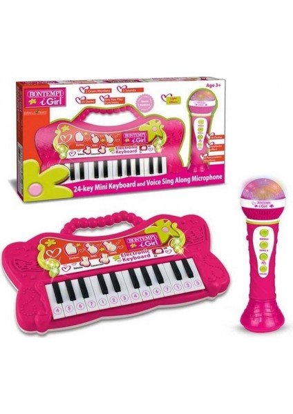 Elektronik 24 Tuşlu Mikrofonlu Org Seti Pembe fiyatları
