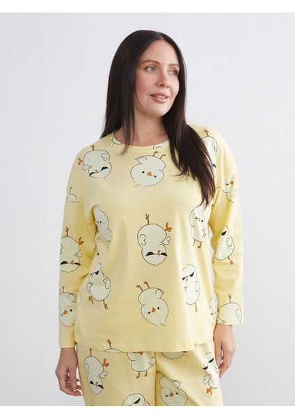 Yeni Sezon Büyük Beden Civciv Baskılı Kadın Pijama Takımı fiyatları