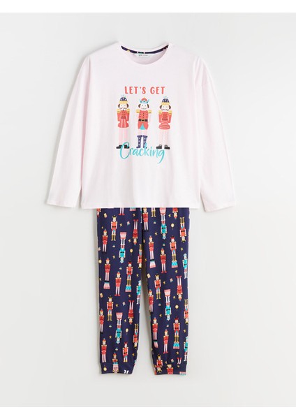 Yeni Sezon Bisiklet Yaka Baskılı Kadın Pijama Takımı indirimleri