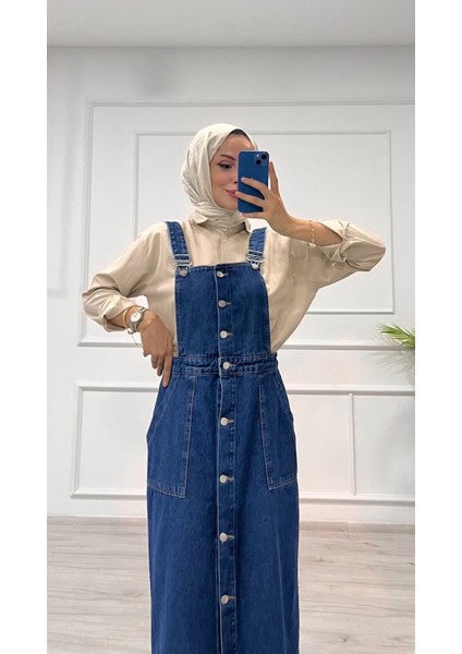 Yzlal Etekli Salopet Enzim Süper Taş Yıkama Koyu Mavi D2521 (Beden: 38) modelleri