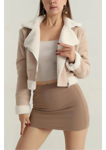 Yzlal Içi Kürklü Dışı Süet Kısa Kaban Bej T1186 (Beden: Xl) modelleri