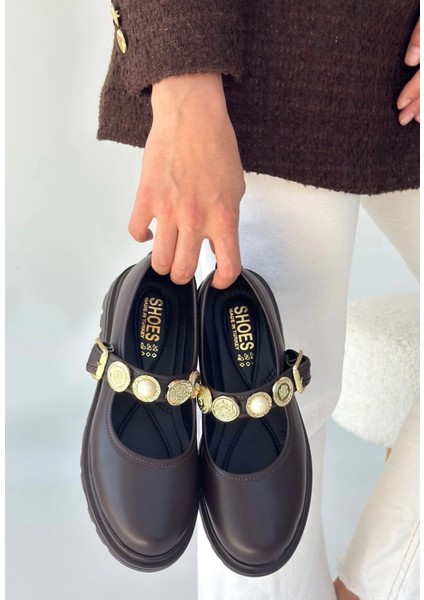 Yzlal Okira Kahverengi Cilt Oxford Ayakkabı (Numara: 38)