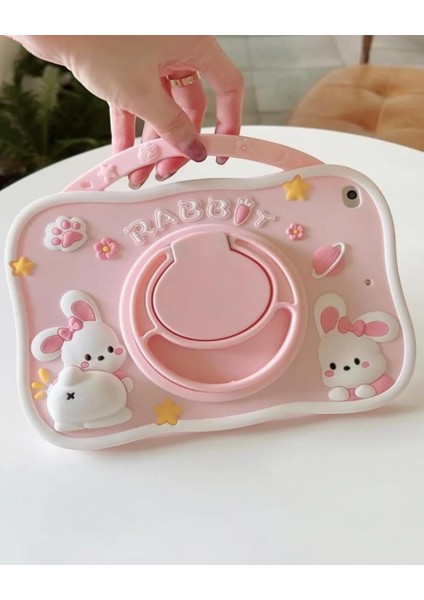 Rabbit Karakterli Dayanıklı Çocuk Tablet Kılıfı Standlı Eğlenceli Koruyucu Kapak