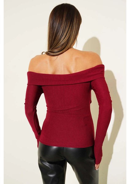 Yzlal Madonna Çapraz Yaka Bluz Bordo T4331 (Beden: L) fiyatları