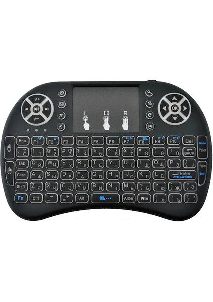 Smart Tv Box Ps3 Uyumlu Kablosuz Dokunmatik Işıklı Şarjlı Touchpadli Mini Q Klavye