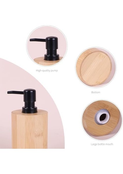 Bambu Sıvı Sabunluk, Şık ve Ekolojik Tasarım, ve Mutfak Için Uygun, Paslanmaz Pompalı, Uzun Ömürlü Ahşap Sıvı Sabunluk Şişesi (Yuvarlak) modelleri