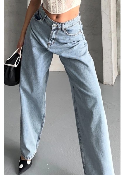 Yzlal Baggy Kar Yıkama Buz Mavi Jeans Pantolon D2007 (Beden: 40) indirimleri