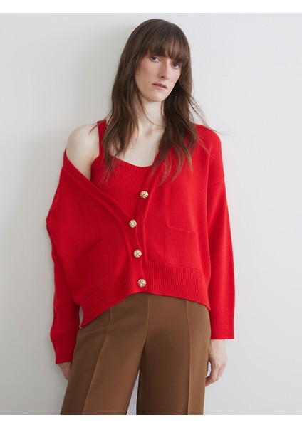 Yeni Sezon V Yaka Oversize Kadın Triko Hırka