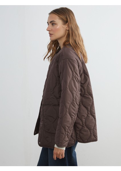 Yeni Sezon Bisiklet Yaka Oversize Kapitone Kadın Şişme Mont