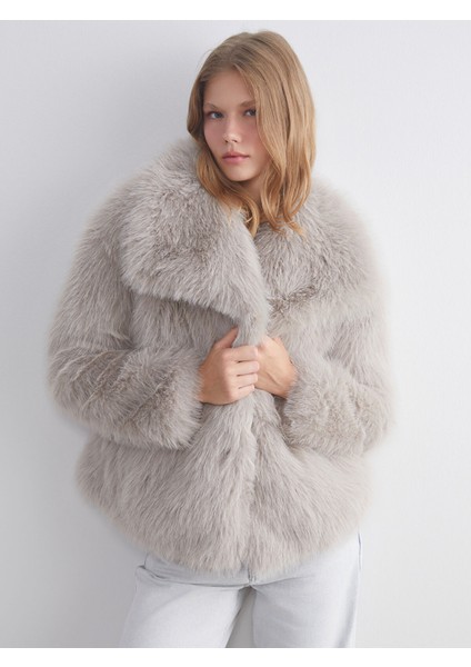 Yeni Sezon Ceket Yaka Kadın Kürk Mont