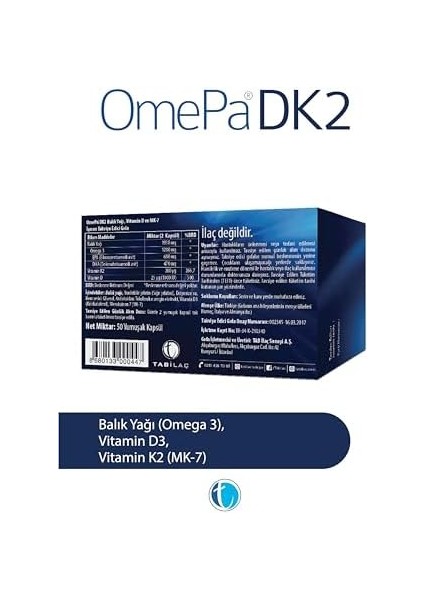 Omepa Dk2 Omega 3 & Vitamin D & Menaq7 50 Yumuşak Kapsül modelleri
