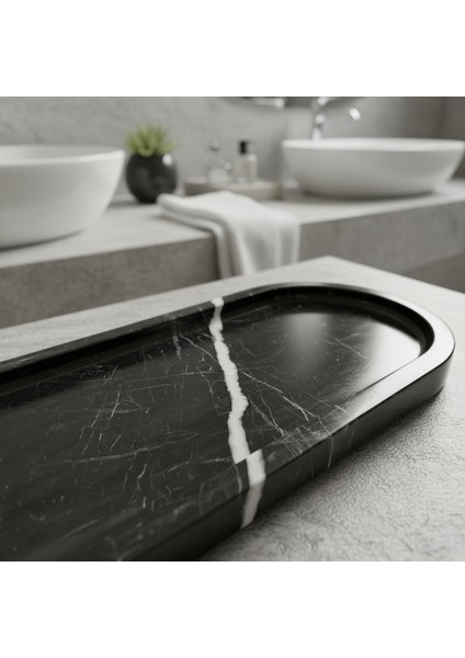 Siyah Mermer Dekoratif Tepsi – El Yapımı Doğal Taş Sunumluk ve Modern Ev Aksesuarı fiyatları