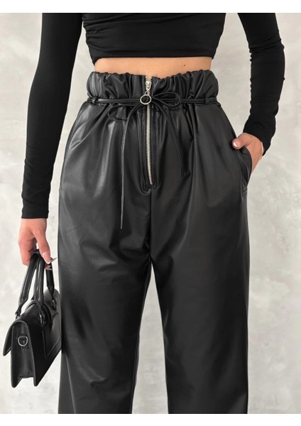 Yzlal Kendinden Ince Kemerli Deri Pantolon Siyah T1178 (Beden: S) fiyatları