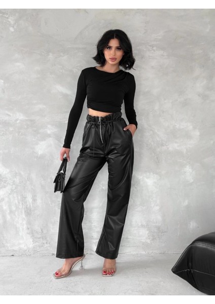 Yzlal Kendinden Ince Kemerli Deri Pantolon Siyah T1178 (Beden: S) indirimleri