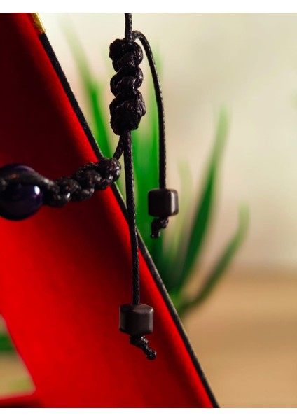 Makrome Bileklik El Yapımı Saf Doğaltaş Özel Yapım Hematit Taşı, Lav Taşı, Akik Taşı, Amatis Taşı